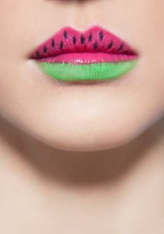 watermelon on Pinterest | Watermelon Slices, Watermelon Nail Art ... Fruit Makeup, Watermelon Costume, Cool Lips, Lips Inspiration, Makeup You Need, Makeup Challenge, Watermelon Nails, Face Art Makeup