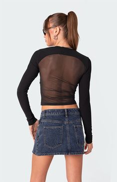 Azal Half Ribbed Mesh Top Visionary Fashion, Black Mesh Top, My Mobile Number, Mesh Blouse, Long Sleeved Top, Party Tops, Perfect Party, Blouse Top, S Models