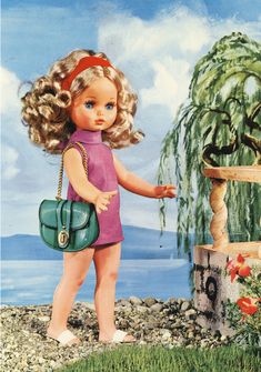 Furga Dolls of the 1960s - The Bold Doll Green Purse, Art Animals, Paintings Art, Honey Blonde