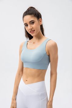 80% Nylon. 20% Spandex Soft. comfortable. skin friendly 4-way stretch. breathable and sweat-wicking Classic U-shape neckline Crisscross straps that offer intricate detailing to your look Featuring non-removable pads for built-in comfort and support Perfect for both sports activities and daily life Wide Strap Sports Bra With Built-in Padding For Yoga, Stretch Sportswear Tank Top With Built-in Padding, Seamless Cross Back Yoga Activewear, Yoga Activewear With Seamless Cross Back, Yoga Seamless Cross Back Activewear, Solid Activewear With Built-in Padding And Wide Straps, Stretch Tank Top With Built-in Padding For Sportswear, Sleeveless Sports Bra With 4-way Stretch For Gym, Cross Back Sports Bra With Seamless Construction For Pilates