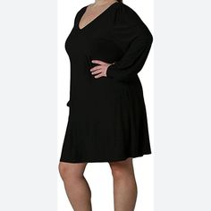 Ultra Flirt Womens Tight Gathered Tunic Dress Size Xl 37 Lenght Material Very Stretchy Black V-neck Solid Color Bodycon Dress, Flattering Black V-neck Mini Dress, Black Flattering Long Sleeve Dress, Tunic Dress, Tights, Midi Dress, Womens Dresses, Dresses, Women Shopping