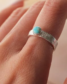 Sun Stamped Round Bezel Ring Size 4-12 Sterling Silver Width: 4mm 5mm Bezel Jewellery Mood Board, Silversmith Rings, Jewelry Mood Board, Rings Turquoise, Western Paintings, Silver Rings Simple, Turquoise Ring Silver, Piercings Jewelry, Bezel Ring