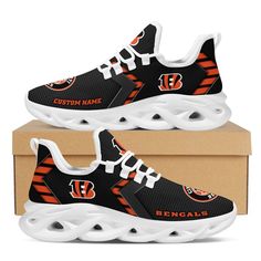 Personalized Name Cincinnati Bengals Sporty Max Soul Sneakers Running Sports Shoes For Men Women Sporty Breathable Custom Sneakers For Sports Season, Sporty Custom Breathable Sneakers For Sports Season, Sporty Custom Sneakers Breathable For Sports Season, Dynamic Breathable Sneakers For Gym, Sporty Breathable Custom Sneakers, Sporty Breathable Custom Synthetic Sneakers, Breathable Low-top Custom Sneakers, Breathable Sneakers For Sports, Low-top Synthetic Running Shoes For Sports