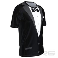 Wear it on the bike or on a run, the ORG Formal Black Tie Men's Technical Running Shirt combines our super-comfortable sweat-wicking PolyTech fabric for the perfect workout shirt whether on the bike, hitting the roads for a run or sweating it out in the gym.There is Only One YouYou will not find our unique Performance T-Shirt in stores. ORG Running shirts are designed and manufactured in-house and are only found here at Online Cycling Gear and our sister site, Online Running Gear.Why a Performan Fitted Jersey T-shirt For Sports, Black Fitted Sporty Shirt, Sporty Fitted Black Shirt, Black Fitted Short Sleeve Jersey, Fitted Black Shirt For Gym, Fitted Short Sleeve Jersey With Graphic Print, Fitted Graphic Print Jersey With Short Sleeves, Fitted Moisture-wicking Crew Neck Jersey, Fitted Black Jersey T-shirt