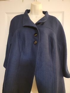 NWT-Coldwater Creek Women's Sz (18) Navy Blue Cutaway Swing Jacket MSRP $139.00. Navy Stand Collar Outerwear For Fall, Winter Blue Collared Blazer, Blue Spring Sport Coat, Blue Sport Coat With Buttons For Spring, Blue Sport Coat For Spring, Blue Stand Collar Outerwear For Fall, Winter Blue Sport Coat With Buttons, Spring Single-breasted Sport Coat With Stand Collar, Spring Single Breasted Sport Coat With Stand Collar