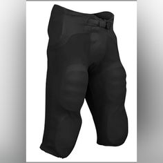 Champro Integrated Football Pants Nwt Black Size Adult Small Black Bottoms With Pockets And Standard Cut Leg, Black High Waist Bottoms With Hip Pockets, Black High-waist Bottoms With Hip Pockets, Black Full Length Bottoms With Belt Loops, Black Sports Trousers, Black Tapered Sports Pants, Black Tapered Leg Sports Pants, Black Straight Leg Sports Bottoms, Black Full Length Bottoms With Hip Pockets