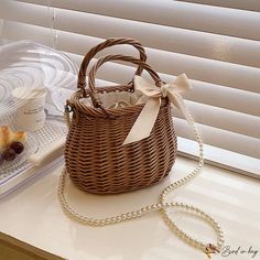 Bird in Bag - Rattan basket basket seaside beach vacation rattan lace fashion handbag crossbody bag Summer Rattan Picnic Bag, Brown Straw Bag For Beach Season Picnic, Brown Straw Bag For Picnic And Beach Season, Brown Straw Bag For Picnics And Beach Season, Brown Summer Picnic Bag, Brown Summer Bags For Picnic, Brown Bag For Summer Picnic, Brown Bags For Summer Picnic, Summer Brown Shoulder Bag For Picnic