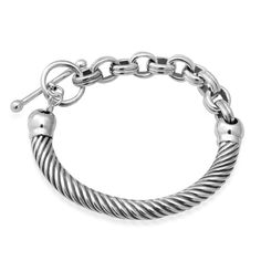 Bracelet With Toggle Lock In Sterling Silver 17.62 Grams (7.00 In) Crafted In Stamped 925 Sterling Silver Secured By A Toggle Clasp Durable & Hypoallergenic Metal Smooth And Comfortable On Wrist Artistic Metal Work Extensive Polish Classic Sterling Silver Bracelet With Toggle Clasp, Oval Link Bracelet With Toggle Clasp, Classic Adjustable Bracelet With Toggle Clasp, Classic Nickel-free Chain Bracelet, Nickel Free Sterling Silver Link Bracelet, Nickel-free Sterling Silver Link Bracelet, Everyday Sterling Silver Bracelet With Toggle Clasp, Everyday Silver Bracelet With Toggle Clasp, Classic Everyday Bracelets With Toggle Clasp