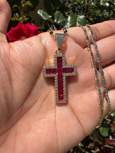 "20\" Necklace Chain  with Pedant" Cheap Red Cross Necklace, Red Cross Pendant Necklace Gift, Red Cross Pendant Necklace For Gift, Red Crucifix Cross Necklace Gift, Red Crucifix Cross Necklace For Gift, Pink Cross Necklace, St Jude Necklace, Cross Necklace Simple, Cross Necklace Gold