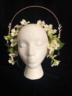 Floral Halo - Etsy Floral Halo Crown, Tiara Floral, Fairy Headpiece, Fantasy Crown, Green Led Lights, Halo Crown, Swarovski Pendant, Flower Halo, Floral Halo