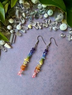 Handmade beaded rainbow earrings Dangle Beaded Earrings With Gemstone Beads For Jewelry Making, Gemstone Beaded Dangle Earrings For Jewelry Making, Gemstone Beads Dangle Earrings For Jewelry Making, Bohemian Crystal Earrings With Colorful Beads For Gift, Bohemian Drop Earrings With Gemstone Beads, Gift Gemstone Beaded Earrings, Gift Crystal Earrings With Colorful Round Beads, Rainbow Beaded Earrings With Ear Wire, Multicolor Crystal Earrings With Dangling Round Beads