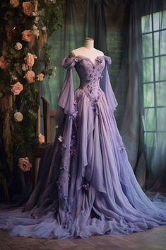 Prom Dresses Long Sleeves, Lilac Prom Dresses, Vintage Ball Gown, Dresses Long Sleeves, One Shoulder Prom Dress, Purple Prom Dress, Fantasy Dresses, Fantasy Gowns, Pretty Prom Dresses