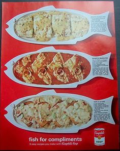 an old advertisement for fish and chips from the 1950's, with instructions to make them