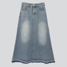 Introducing the 2023 Spring-Summer Collection ââ‚?a signature unrefined hem a-line denim skirt. the perfect embodiment of '90s grunge style!Why You'll Love ItThis light wash skirt is the definition of sophistication and modernity. It features a high-waist silhouette. classic zipper and button closure and an edgy distressed pattern. This denim dream is crafted with premium quality denim. ensuring comfort. durability and an eye-catching style.Distinctive Features: 90s Grunge Vibe: Inspired by the Denim Skirts Online, A Line Denim Skirt, Womens Denim Skirts, 90s Fashion Grunge, Slim Denim, Iconic Fashion, 90s Grunge, Light Blue Denim, Light Blue Color