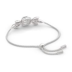 A smart choice you'll want to wear day after day, this sparkling bracelet speaks to your classic sense of style. Crafted in sterling silver, it features a shimmering cushion cut center stone wrapped in sparkling double halo frames, bringing out it's beauty and sparkle. Additional stones form leaf-shaped design to add more elegance to this bracelet. Whether it's for a special gift or a treat for yourself,this bracelet is certain to be appreciated.Carat Weight: 2.65 ctStone Size: 7*7 mmNumber of S Adjustable Pave Diamond Bracelet, Adjustable Pave Setting Bracelet For Anniversary, Adjustable Pave Setting Bracelet, Adjustable Pave Setting Bracelets For Anniversary, Elegant Adjustable Jewelry With Pave Setting, Formal Tennis Bracelet With Halo Setting, Adjustable White Gold Bracelets With Pave Setting, Silver Diamond Bracelets With Halo Setting, Adjustable Silver Jewelry With Pave Setting