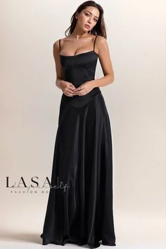 Lasaky - Square Neck Pintuck Trim Maxi Dress with Lace Up Back in Satin Prom Dress Inspo, Little Black Dresses, Winter Formal, Backless Maxi Dresses, Satin Gown, Best Dresses, Satin Maxi, Satin Maxi Dress, Satin Slip