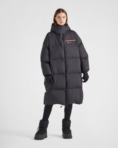 Pvc Windows, Coat Women, Down Coat, Black Coat, Oversized Fits, Drop Shoulder, Stretch Fabric, Prada, Active Wear