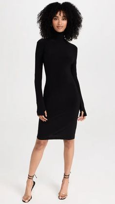 Norma Kamali Kamali Kulture Turtleneck Dress | Shopbop High Neck Stretch Elastane Bodycon Dress, Stretch Turtleneck Midi Dress For Work, Long Sleeve Elastane Midi Dress, Turtleneck Stretch Midi Dress For Work, Stretch Elastane Long Sleeve Midi Dress, Stretch Turtleneck Midi Dress, Stretch Long Sleeve Bodycon Dress For Work, Long Sleeve Elastane Bodycon Dress For Work, Sleek Fitted Long Sleeve Midi Dress