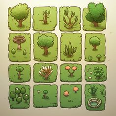 a bunch of different types of plants and trees