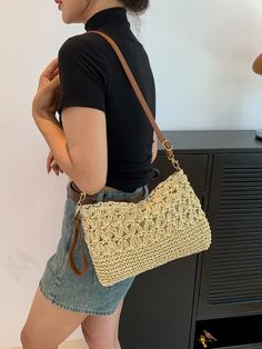 BirdinBag - Vacation-style Straw Woven Hollow Out Shoulder Bag Casual Beige Handheld Shoulder Bag, Trendy Crochet Pouch Bag With Adjustable Strap, Casual Baguette Satchel Bag With Adjustable Strap, Casual Baguette Bag With Adjustable Strap Satchel, Casual Baguette Bag With Adjustable Strap, Casual Beige Crossbody Shoulder Bag, Versatile Crossbody Shoulder Bag For Vacation, Casual Pouch Shoulder Bag With Braided Handles, Trendy Crochet Bag With Detachable Strap For Daily Use