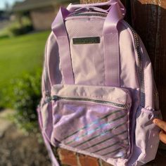 Brand New Purple Justice Backpack. Trendy Backpack With Zipper Pocket For Back To School, Trendy Back To School Backpack With Zipper Pocket, Trendy Purple Bags For Back To School, Trendy Purple Back-to-school Bags, Purple Student Bags With Zipper Closure, Student Purple Bag With Zipper Closure, School Bags With Adjustable Straps For Back To School, Trendy Backpack With Zipper Closure For Back To School, Trendy Purple Backpack For End Of School Year