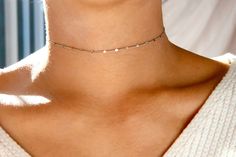 Chain is adjustable from 12.5 to 15.0 inches, for custom lengths please leave preferred measurement in order note x Tiny Jewelry, Choker Silver, Silver Strand, Silver Choker Necklace, Silver Choker, Cute Necklace, Choker Necklaces, Keep Jewelry, Simple Necklace