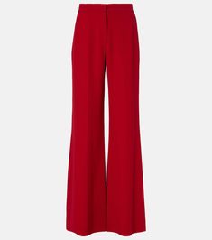 Elegant Full Length Viscose Bottoms, Elegant Full-length Viscose Bottoms, Viscose Full-length Workwear Pants, Full-length Viscose Workwear Pants, Red Wide Leg Pants For Formal Occasions, Full-length Viscose Pants For Workwear, Chic Formal Viscose Pants, Formal Red Wide-leg Pants, Elegant Straight Leg Formal Flares