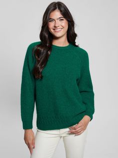 Cable-knit sweater Crew neck Long sleeves Regular fit and length Slips on 47% Polyester, 28% Recycled Polyester, 14% Acrylic, 5% Wool, 3% Elastane/Spandex, 3% Alpaca Hand wash Classic Stretch Sweater With Textured Knit, Ribbed Green Sweater For Fall, Green Crew Neck Knit Top For Winter, Ribbed Green Sweater For Work, Green Ribbed Sweater For Work, Green Ribbed Knit Top For Fall, Green Ribbed Sweater For Workwear, Green Crew Neck Sweater For Workwear, Green Stretch Knit Top For Winter