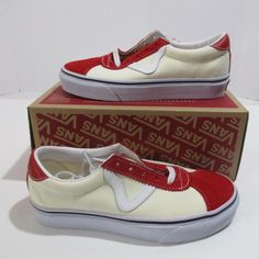 Available Is An Authentic Pair Of Vans Epoch Sport Racing Sneakers Size 3.5m Us. The Shoes Are "Racing Red / Classic White." The Shoes Are New In The Box (Sorry No Lid) And Retails For $60.00. Don't Miss Out On This Tremendous Deal Act Now!! Red Vans Sneakers With Rubber Sole, Red Lace-up Vans Sneakers, Vans Skate Shoes With Red Sole And Round Toe, White Vans Canvas Shoes For Skateboarding, Sporty Vans Sneakers With Red Sole, Vans Sneakers University Red Round Toe, Red Vans Slip-on Sneakers, Red Skate Shoes With Rubber Sole, Sporty Canvas Shoes With Red Sole And Round Toe