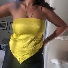 Brand New, Never Worn, Tags Still Attached, Fits Size Medium Yellow Sleeveless Tube Top For Summer, Strapless Gold Tube Top For Summer, Zara Yellow Party Top, Yellow Zara Top For Party, Yellow Fitted Tube Top For Summer, Yellow Fitted Sleeveless Tube Top, Fitted Yellow Tube Top For Summer, Fitted Yellow Sleeveless Tube Top, Yellow Tube Top For Beach