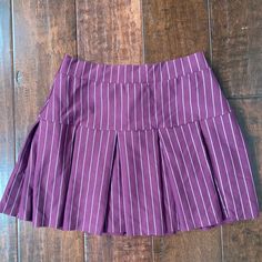 Urban Outfitters Tennis Style Skirt Size Medium Nwt Last Picture Shows The True Color Affordable Urban Outfitters Skirt With Pockets, Cheap Urban Outfitters Skirt, Casual Purple Mini Pleated Skirt, Casual Purple Pleated Mini Skirt, Purple Fitted Mini Skirt For School, Purple Pleated Skirt-style Skort, Pleated Purple Skort, Urban Outfitters Fitted Cotton Skort, Fitted Cotton Skort From Urban Outfitters