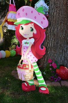 Cute decor at a Strawberry Shortcake birthday party! See more party ideas at CatchMyParty.com!