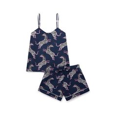 Cut for a relaxed fit, our breathable Zebra 100% GOTS-certified organic cotton Cami Top and Shorts Set will brighten your nights and mornings with its all-over lively print. With its luxury french seams and piped trims, the v-necked cami top has fully adjustable shoulder straps whilst the shorts come with handy slip pockets at sides and a drawstring elasticated waistband with fabric self-tie. If you like your pjs cut a little more generously we recommend going up a size.  100% GOTS-certified org Top And Shorts Set, Pyjama Sets, Cotton Gifts, Womens Cami, Pink Zebra, French Seam, Womens Pyjama Sets, Short Set, Navy Women