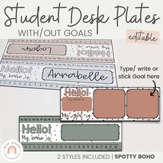 the student desk plates are designed to look like they have been placed on top of each other