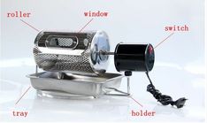 the parts of an electric meat grinder on a white background with information about it