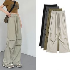 Cargo pants women new casual parachute pants high waist quick dry sweatpants women's loose pleated wide leg trousers [23y 8m 10d] Cargo Pants Women, Grey Khakis, Pants Women, Womens Sweatpants, Wide Leg Trousers, High Waisted Pants, Fashion Pants, Cargo Pants, Parachute Pants