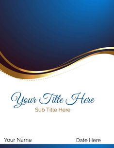 a blue and gold brochure with the words your title here