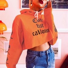 Cute but callous Printed Cropped Hoodies Harajuku Clothes, Cropped Biker Jacket, Fashion Teenage Girls, Crop Tops For Women, Women Flower, Chill Vibes, Vanilla Girl, Sports Hoodies, Teenage Girls