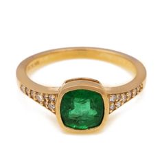 1.44 Ctw Emerald With 0.15 Ctw White Diamond Ring in 14K YG Metal - 3.16 Grams Yellow Gold Emerald-cut Ring With Single Cut Diamonds, Gold Rings With Single Cut Diamonds And Emerald, Luxury Yellow Gold Emerald Ring With Single Cut Diamonds, Timeless Emerald Diamond Ring In Yellow Gold, Timeless Yellow Gold Diamond Ring With Emerald, Timeless Yellow Gold Emerald Diamond Ring, Yellow Gold Diamond Halo Ring Stamped 14k, Yellow Gold Halo Ring With Diamond, Stamped 14k, Formal Yellow Gold Emerald Ring With Pave Setting