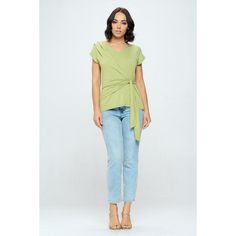 The Naomi Wrap Top is a classic silhouette you'll find yourself grabbing again and again. The wrap detail cinches your waist for a flattering silhouette. We love this top to elevate your staple "jeans and a tee" look!Made in USA Chic Green Tops With Tie Waist, Fitted Tops With Tie Waist, Chic Green Wrap Top, Cotton V-neck Top With Tie Waist, Casual Green Wrap Top, Versatile Fitted Top With Tie Waist, Fitted Versatile Tops With Tie Waist, Casual Fitted Wrap Top With Tie Waist, Versatile Fitted Tops With Tie Waist