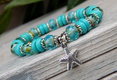 ocean jewelry starfish charm turquoise bracelet Breathe Bracelet, Ocean Bracelet, Ocean Inspired Jewelry, Beachy Jewelry, Starfish Bracelet, Beach Bracelets, Ocean Jewelry, Ocean Inspired, Turquoise Howlite