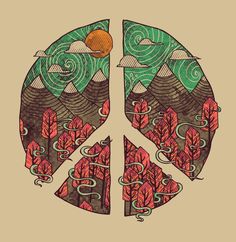 a peace sign with trees and mountains in the background iphone case by artfuls