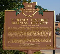 a historical marker for bedford historic business district