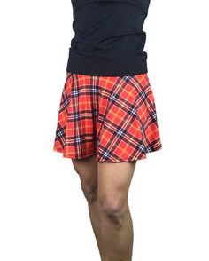 Step up your game in this fun and colorful athletic skirt with built in compression shorts and pocket.  This golf, tennis, running or sports skirt is flare-style, allowing for plenty of movement, made of a red plaid high quality performance spandex. The compression shorts are uniquely designed to be incredibly comfortable and won't ride up during activity. The pocket is positioned on the side of the shorts, and will fit your phone, keys, ID, etc. The standard skirt length from top to bottom hem Running Skirt, Sports Skirt, Athletic Skirts, Running Skirts, Golf Skirt, Athletic Skirt, Golf Wear, Womens Sports, Golf Skirts