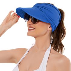 PRICES MAY VARY. 【Material】: Sun hats for women with ponytail hole are made of high quality 90% polyester and 10% spandex, which are soft, skin-friendly, lightweight, breathable and comfortable to wear. Fashion colors and comfortable fabrics can keep you in the best condition during sports. 【Size】: Wide Brim sun visor, comfortable to wear. The head circumference is about 21.65 inch- 23.22 inch. The brim is about 3.74 inch. Elastic band makes it match the size of your head perfectly. 【UPF 50+ UV Beach Sport, Sun Visor Hat, Wide Brim Sun Hat, Visor Cap, Sun Hats For Women, Visor Hats, Beach Hat, Sun Visor, Kids Beachwear