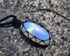 Beautiful handmade Macrame iridescent Rainbow Moonstone crystal pendant, with an adjustable black necklace cord. Rainbow Moonstone has a highly spiritual nature that will assist women to recognize and embrace their innate personal power. It encourages fervent desires, eager expectation, and heartfelt resolve. It helps to balance the masculine-feminine vibrations within your body and will nurture your spirit. This necklace is a unique creation that will shine out the uniqueness within you! It can Adjustable Moonstone Crystal Necklaces For Meditation, Adjustable Mystical Moonstone Crystal Necklace, Mystical Adjustable Moonstone Crystal Necklaces, Adjustable Spiritual Moonstone Crystal Necklace, Rainbow Moonstone Crystal, Spiritual Nature, Dog Spa, Crystal Goddess, Masculine Feminine