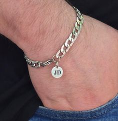 Personalized gifts such as a link chain bracelet are a thoughtful gift for him. Crafted from high-quality silver stainless steel, this chain bracelet features a sophisticated design that is both stylish and durable. Perfect for everyday wear or special occasions, this bracelet makes a great gift for yourself or a loved one. Add a touch streetwear style to your outfit with this sleek and modern accessory. 👉 Custom engraving on bracelets with a special message, whether it's initials, initials wit Modern Stainless Steel Jewelry For Friendship, Modern Silver Friendship Bracelets, Minimalist Silver Stainless Steel Chain Bracelet, Minimalist Stainless Steel Friendship Bracelets, Silver Stainless Steel Friendship Jewelry, Engraved Cuban Link Bracelets As Gift, Personalized Minimalist Chain Link Jewelry, Minimalist Silver Chain Link Charm Bracelet, Silver Minimalist Chain Link Charm Bracelet