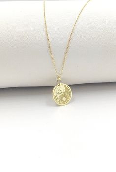 Welcome to ElegantGoldJewels,  Find all the information you need about your charm: Material of pendant: 14K Solid Gold Stamp: 585 (14K) Thickness: 0.5mm Jumpring Diameter: 4mm The pendant is available in 6 sizes: - 13mm / 0.52 inches - 15mm / 0.59 inches - 18mm / 0.70 inches - 20mm / 0.78 inches - 22mm / 0.86 inches - 24mm / 0.94 inches - 26mm / 1.02 inches - 28mm / 1.10 inches - 30mm / 1.18 inches Chains Information: Rolo Chain: -14K Real Gold - 0.70mm thick - Spring Ring Clasp - 16 inches / 40 Symbolic Round Pendant Jewelry For Commemoration, Symbolic Charms Necklaces For Commemoration, Symbolic Round Pendant For Commemoration, Symbolic Charms Necklace For Commemoration, Spiritual Charms Necklaces For Commemoration, Round Locket Jewelry For Commemoration, Commemorative Locket Jewelry, Spiritual Coin Charm Jewelry, Spiritual Coin Necklace With Charms As A Gift