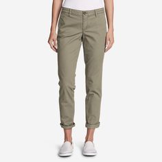 Women's Stretch Legend Wash Pants - Boyfriend | Eddie Bauer Fitted Cotton Pants With 5-inch Inseam, Stretch Pants For Elevated Casual Fall Wear, Non-stretch Solid Cotton Cargo Pants, Non-stretch Cotton Casual Chinos, Casual Non-stretch Cotton Chinos, Elevated Casual Solid Ankle-length Pants, Non-stretch Cotton Cargo Pants, Solid Tapered Leg Pants For Elevated Casual, Casual Solid Color Mid-rise Chinos