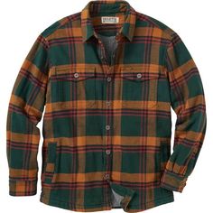 Men's Flapjack Fleece-Lined Shirt Jac | Duluth Trading Company Rugged Long Sleeve Flannel Shirt For Winter, Plaid Cotton Outerwear For Outdoor, Plaid Cotton Outerwear With Fleece Lining, Plaid Cotton Outerwear For Outdoor Activities, Long Sleeve Flannel Shirt For Outdoor, Long Sleeve Shirt For Outdoor Activities In Fall, Long Sleeve Shirt For Fall Outdoor Activities, Long Sleeve Shirt For Outdoor Fall Activities, Plaid Long Sleeve Flannel Shirt For Outdoor